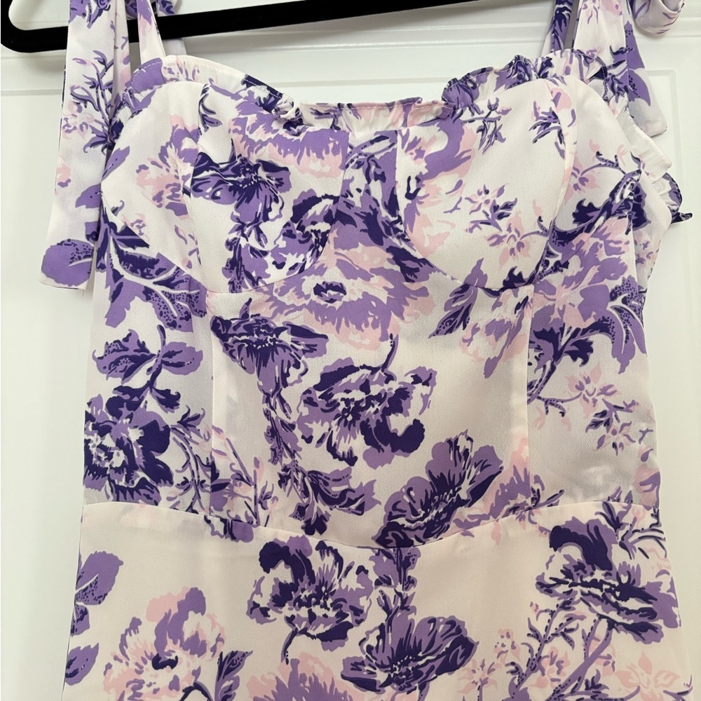Aqua Purple and White Floral Dress - Picture 5 of 13